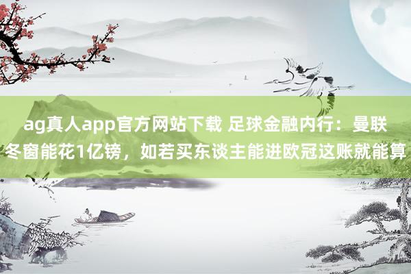 ag真人app官方网站下载 足球金融内行：曼联冬窗能花1亿镑，如若买东谈主能进欧冠这账就能算