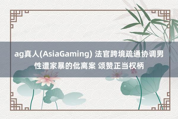 ag真人(AsiaGaming) 法官跨境疏通协调男性遭家暴的仳离案 颂赞正当权柄