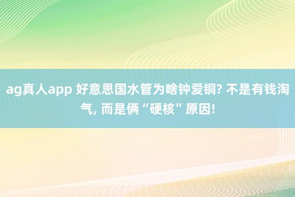 ag真人app 好意思国水管为啥钟爱铜? 不是有钱淘气， 而是俩“硬核”原因!