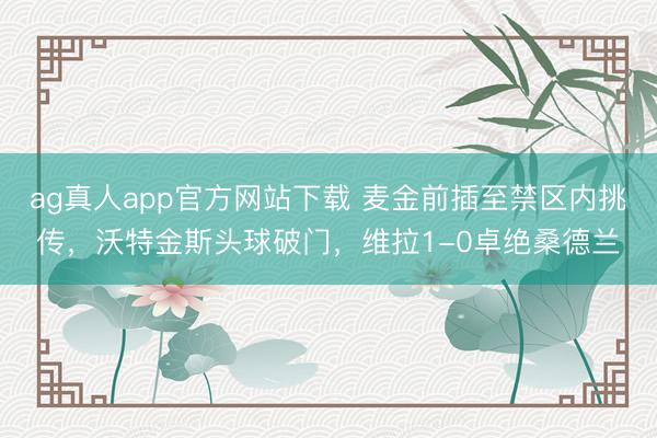 ag真人app官方网站下载 麦金前插至禁区内挑传，沃特金斯头球破门，维拉1-0卓绝桑德兰