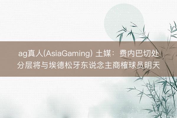 ag真人(AsiaGaming) 土媒:费内巴切处分层将与埃德松牙东说念主商榷球员明天