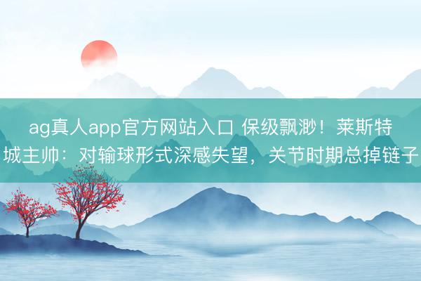 ag真人app官方网站入口 保级飘渺！莱斯特城主帅：对输球形式深感失望，关节时期总掉链子