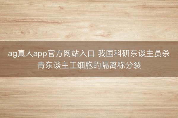 ag真人app官方网站入口 我国科研东谈主员杀青东谈主工细胞的隔离称分裂
