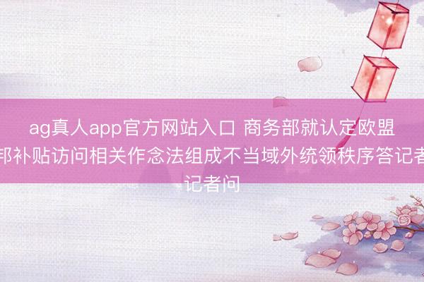 ag真人app官方网站入口 商务部就认定欧盟异邦补贴访问相关作念法组成不当域外统领秩序答记者问