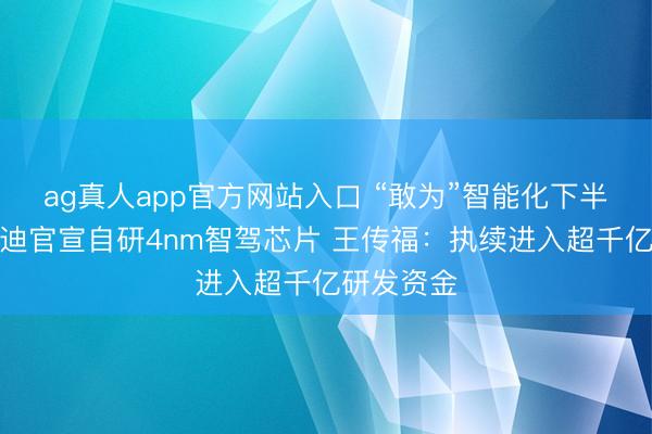 ag真人app官方网站入口 “敢为”智能化下半场、比亚迪官宣自研4nm智驾芯片 王传福：执续进入超千亿研发资金