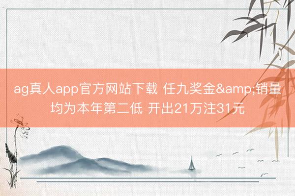 ag真人app官方网站下载 任九奖金&销量均为本年第二低 开出21万注31元