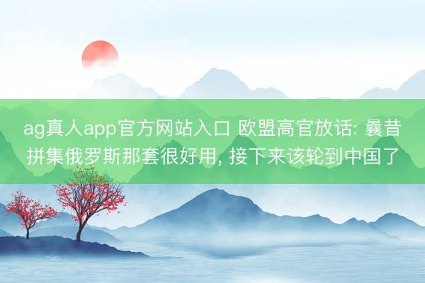 ag真人app官方网站入口 欧盟高官放话: 曩昔拼集俄罗斯那套很好用， 接下来该轮到中国了