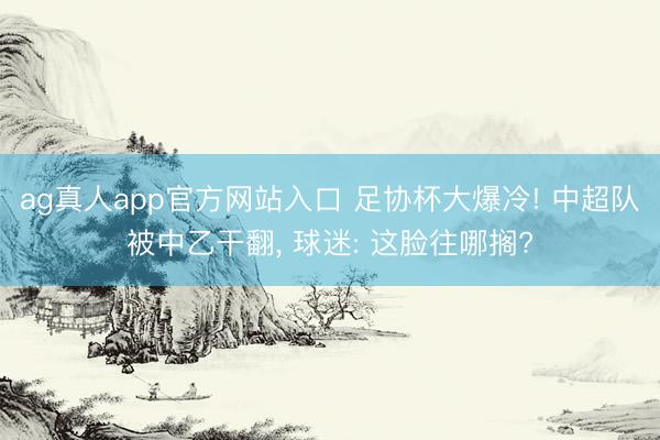 ag真人app官方网站入口 足协杯大爆冷! 中超队被中乙干翻， 球迷: 这脸往哪搁?