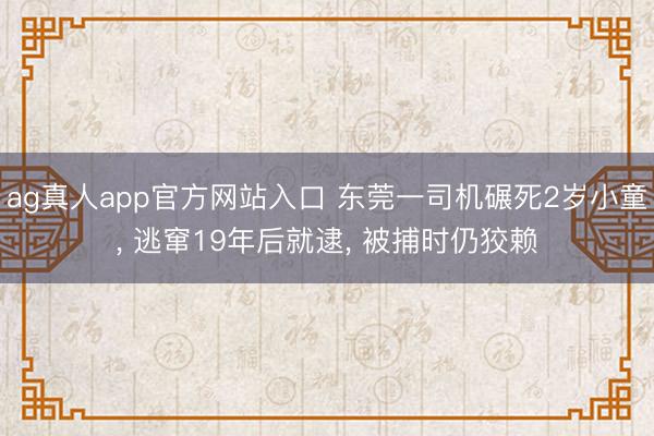 ag真人app官方网站入口 东莞一司机碾死2岁小童, 逃窜19年后就逮, 被捕时仍狡赖